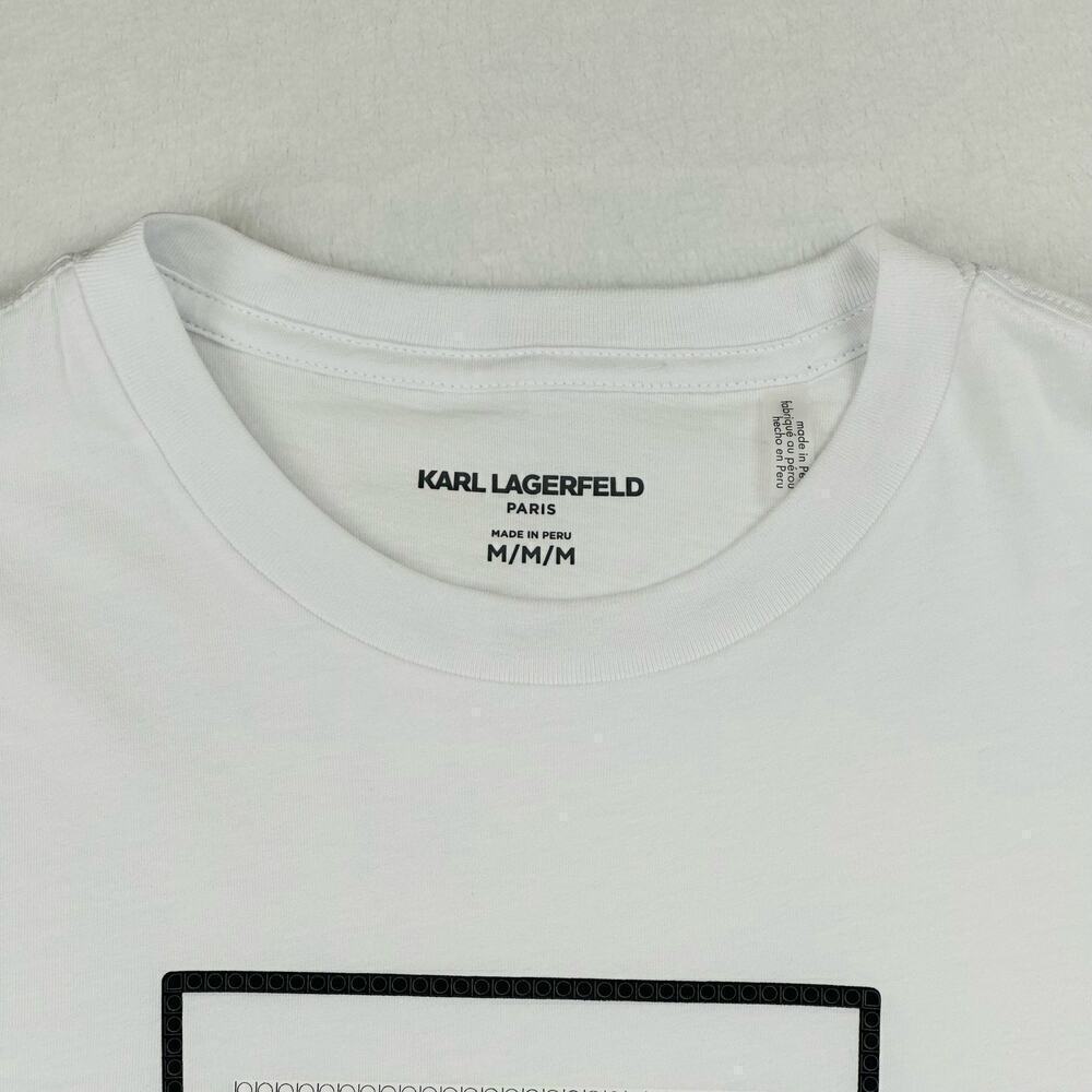 Karl Lagerfeld Paris Men’s Medium White Logo T-Shirt Cool Tuxedo Man - Picture 8 of 13